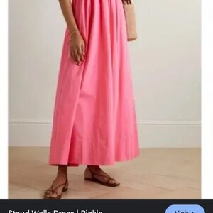 STAUD Pink Pleated A-Line Maxi Skirt for Resort Wear